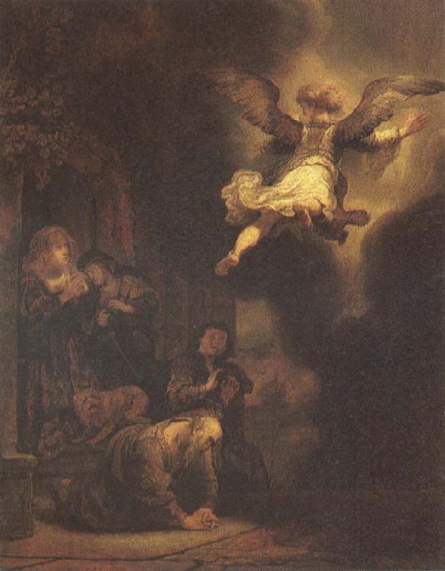 REMBRANDT Harmenszoon van Rijn The Angel Leaving Tobias and His Family Germany oil painting art